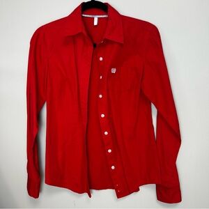 Cinch small women's red button down shirt